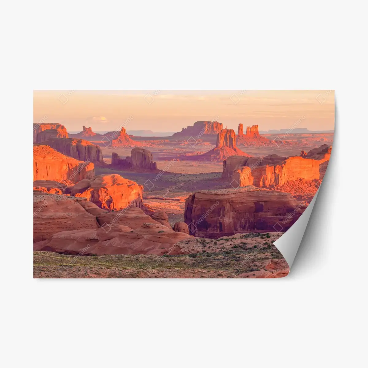 Repositionierbarer Aufkleber sonnenuntergang über Monument Valley vom Hunts Mesa – Pixers®