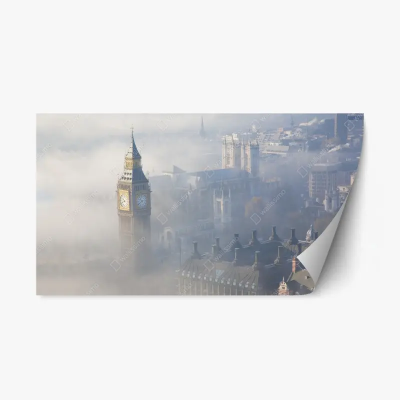 Repositionierbarer Aufkleber neblige luftaufnahme von Big Ben und Palace of Westminster