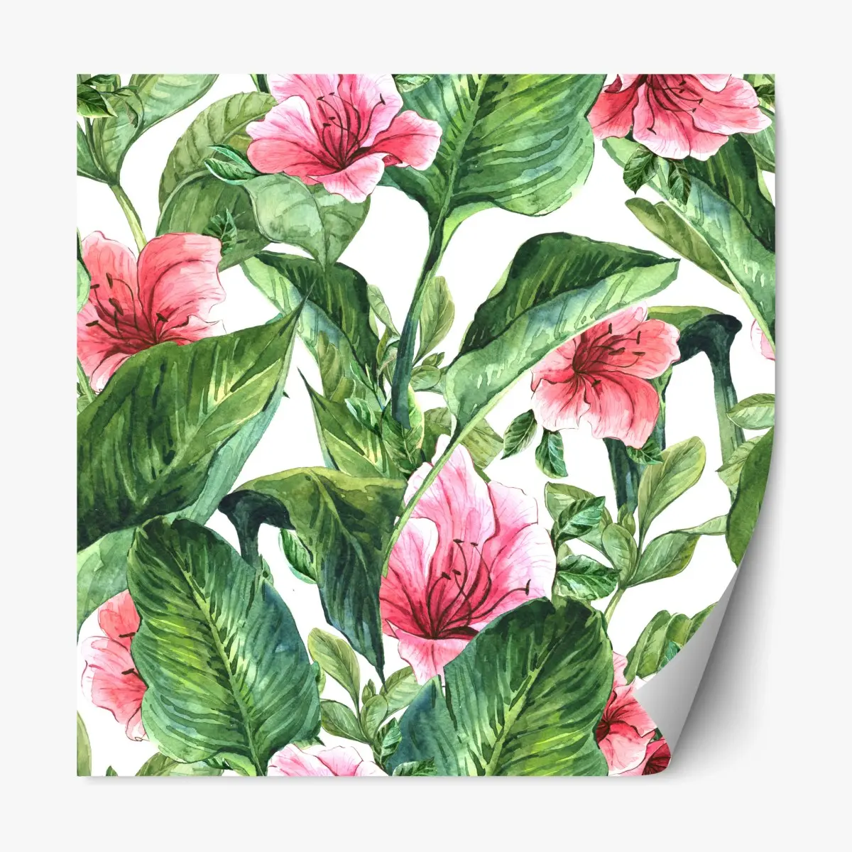 Repositionierbarer Aufkleber rosa aquarell blumen botanikmotiv – Pixers®