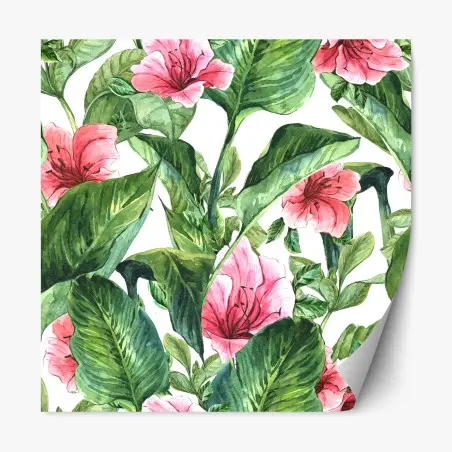 Repositionierbarer Aufkleber rosa aquarell blumen botanikmotiv – Pixers®