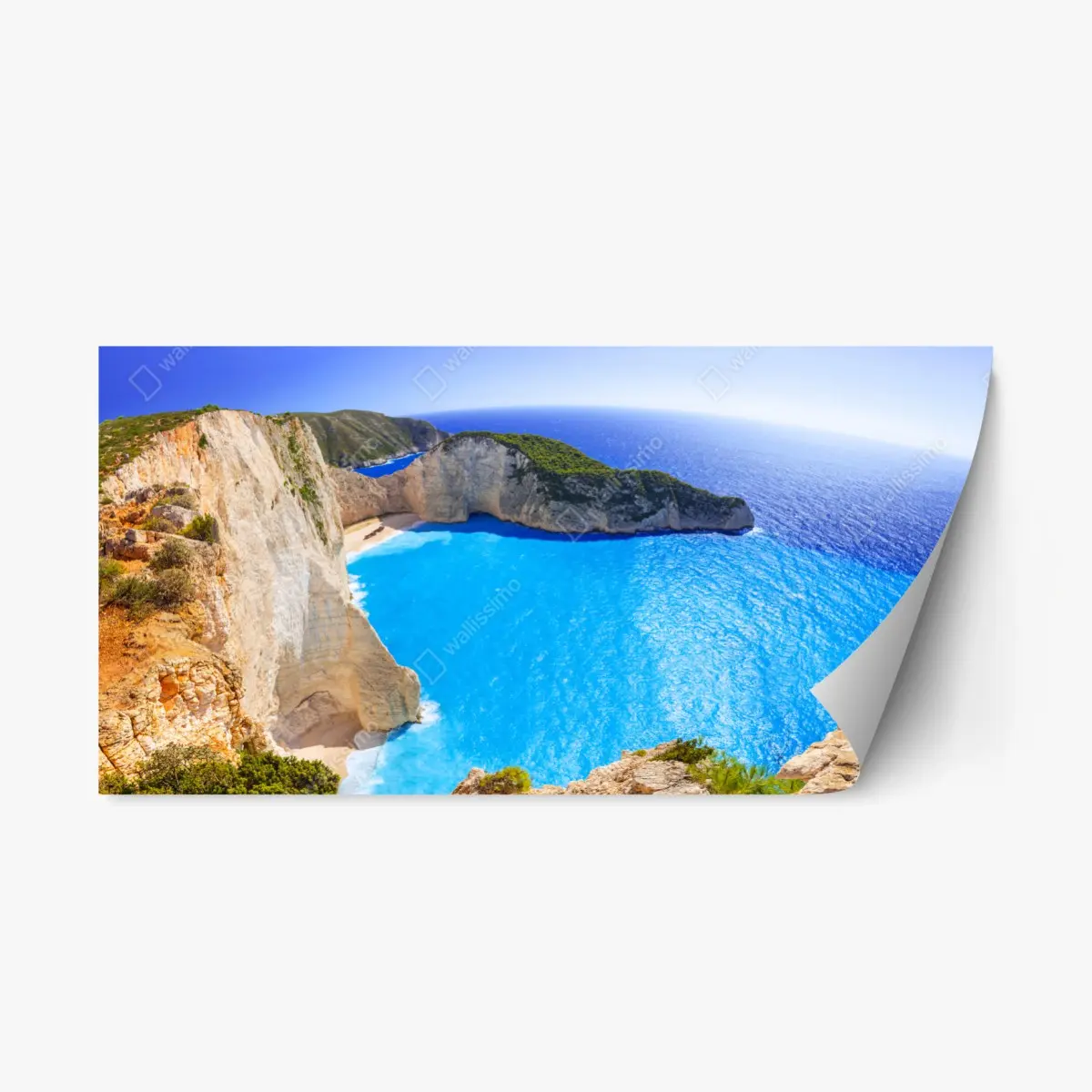Repositionierbarer Aufkleber türkisblauer klippenstrand panorama – Pixers®