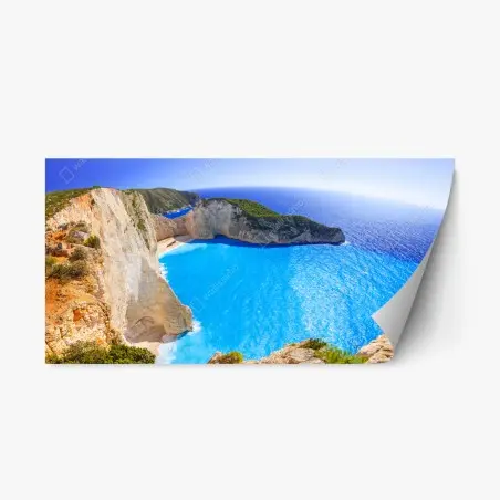 Repositionierbarer Aufkleber türkisblauer klippenstrand panorama – Pixers®