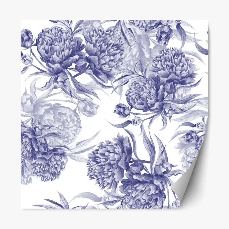 Repositionierbarer Aufkleber blaue pfingstrosen botanisches muster