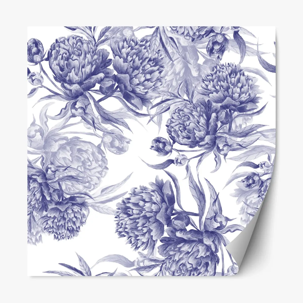 Repositionierbarer Aufkleber blaue pfingstrosen botanisches muster – Pixers®