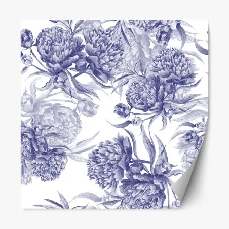Repositionierbarer Aufkleber blaue pfingstrosen botanisches muster – Pixers®