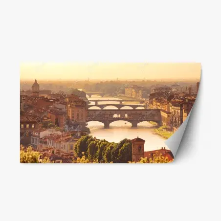 Repositionierbarer Aufkleber goldener sonnenuntergang über Ponte Vecchio, Florenz – Pixers®