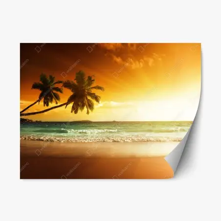 Repositionierbarer Aufkleber tropischer sonnenuntergang am strand – Pixers®