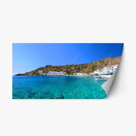 Repositionierbarer Aufkleber sonnige mediterrane bucht mit türkiswasser – Pixers®