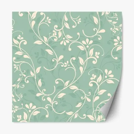 Repositionierbarer Aufkleber minzfarbiges blumenmuster im vintage-stil – Pixers®