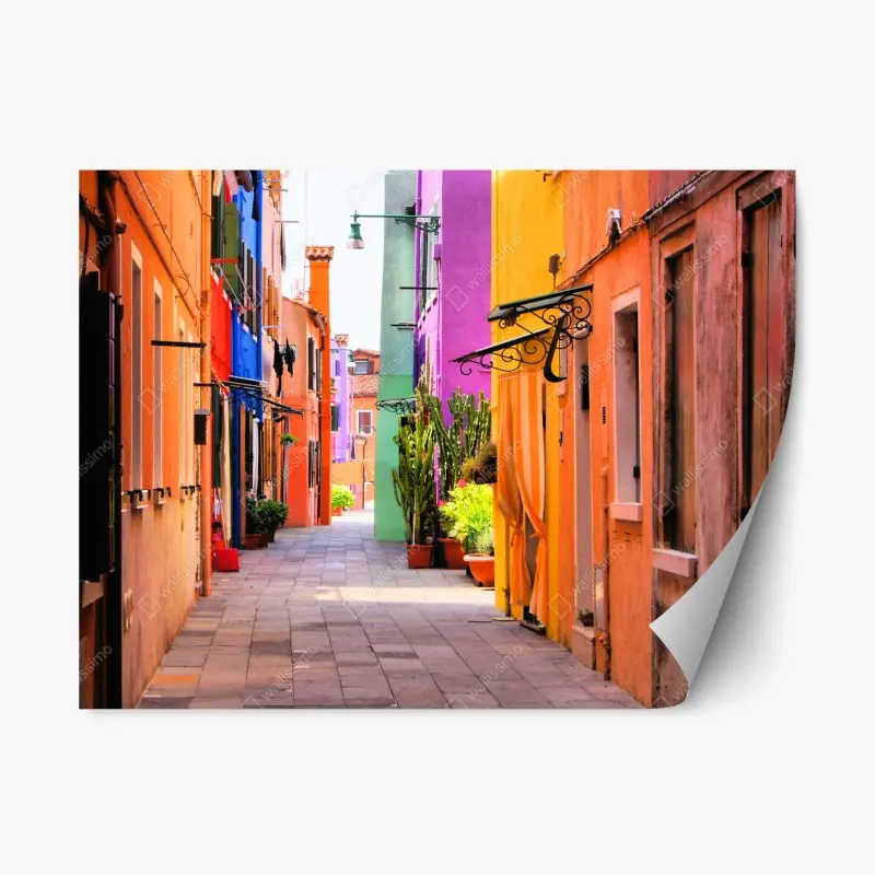Repositionierbarer Aufkleber bunte mediterrane gasse