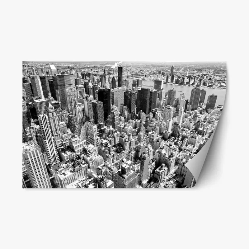 Repositionierbarer Aufkleber luftaufnahme der skyline von Manhattan in schwarzweiß