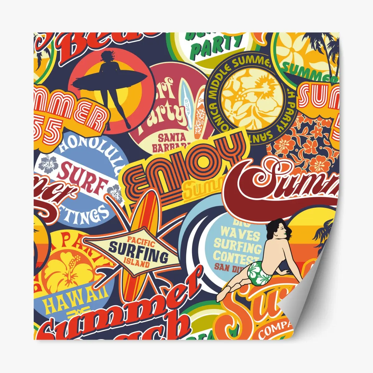 Repositionierbarer Aufkleber retro surf aufkleber-collage – Pixers®