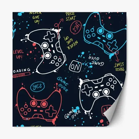 Repositionierbarer Aufkleber buntes gamepad-muster – Pixers®