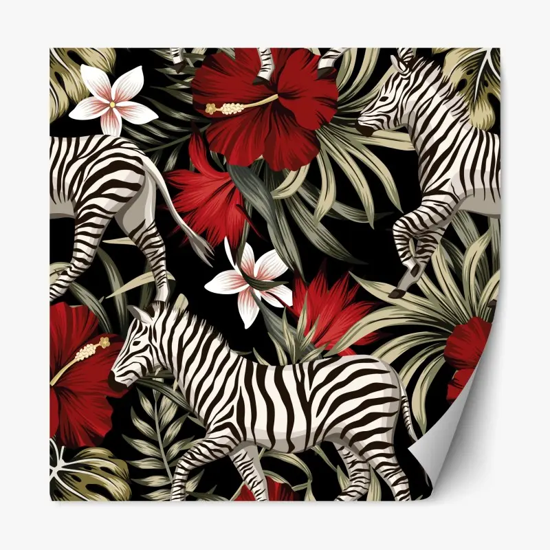 Repositionierbarer Aufkleber tropisches zebra-blumenmuster
