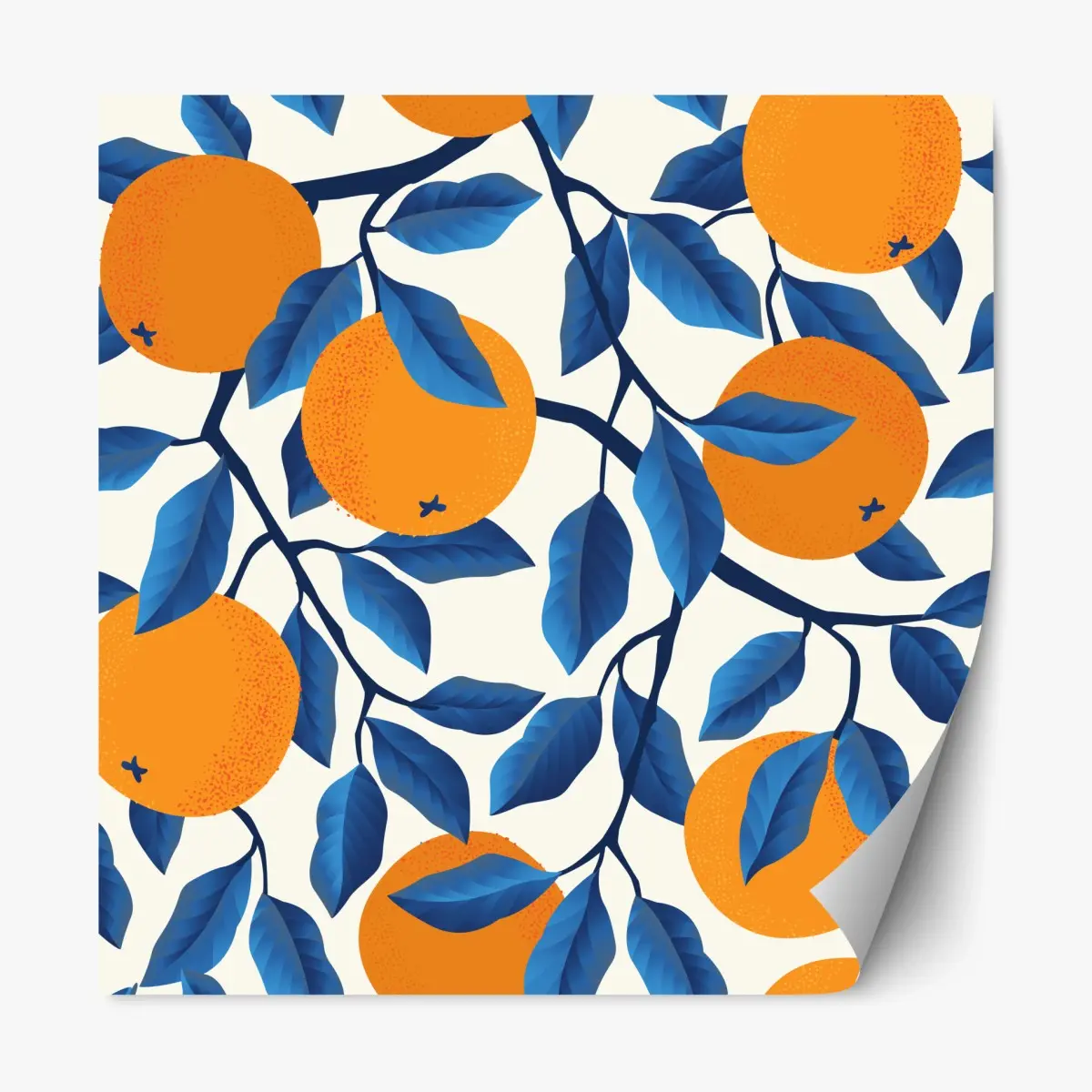 Repositionierbarer Aufkleber kräftiges zitrusmuster in orange und blau – Pixers®