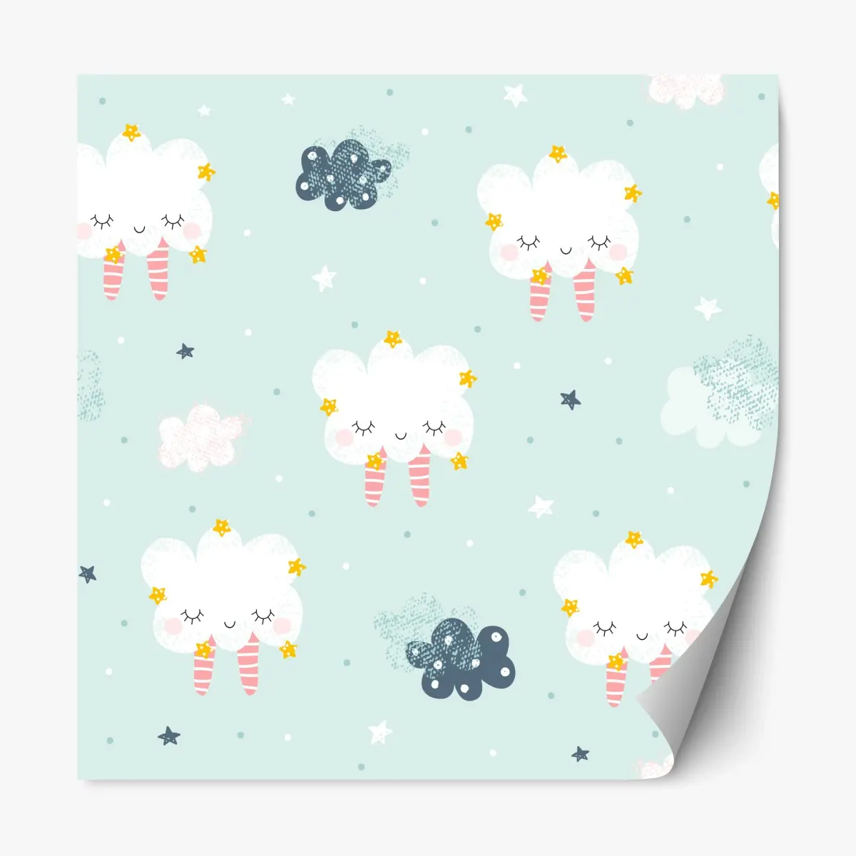 Repositionierbarer Aufkleber schlafende wolken kinderzimmer muster – Pixers®