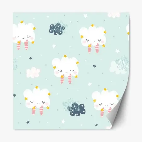 Repositionierbarer Aufkleber schlafende wolken kinderzimmer muster – Pixers®