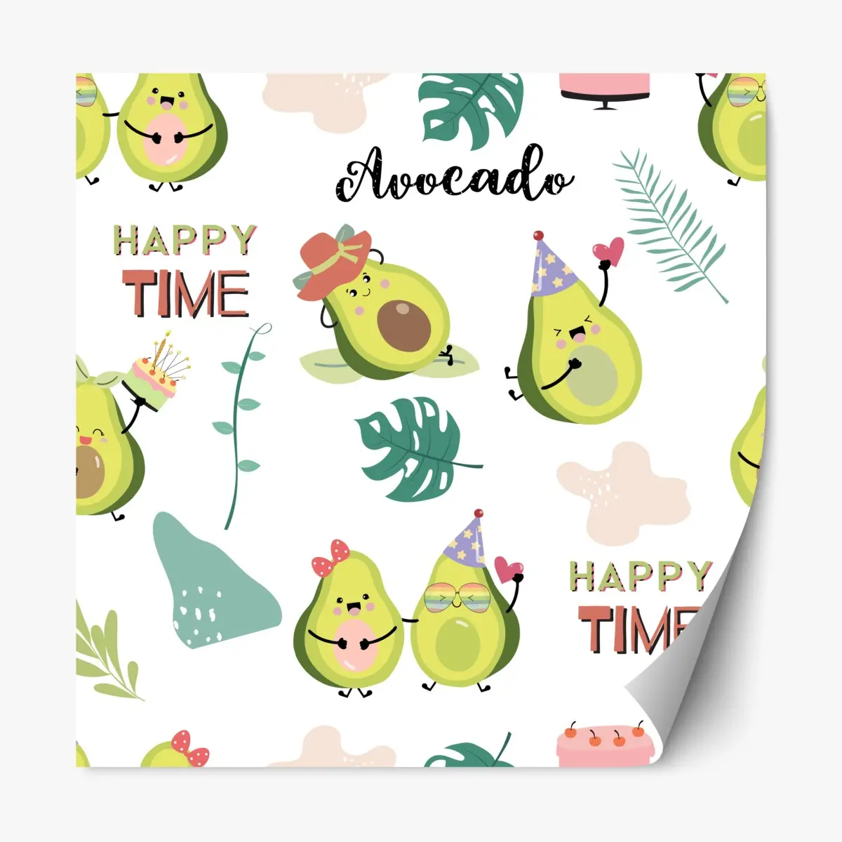Repositionierbarer Aufkleber fröhliches avocado muster – Pixers®