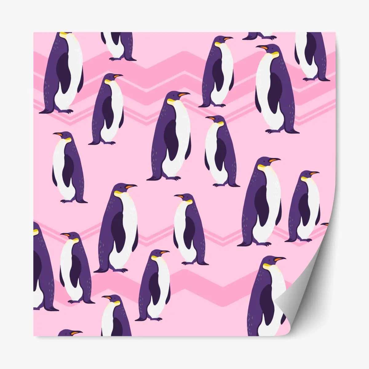 Repositionierbarer Aufkleber verspieltes muster mit violetten pinguinen auf rosa hintergrund – Pixers®
