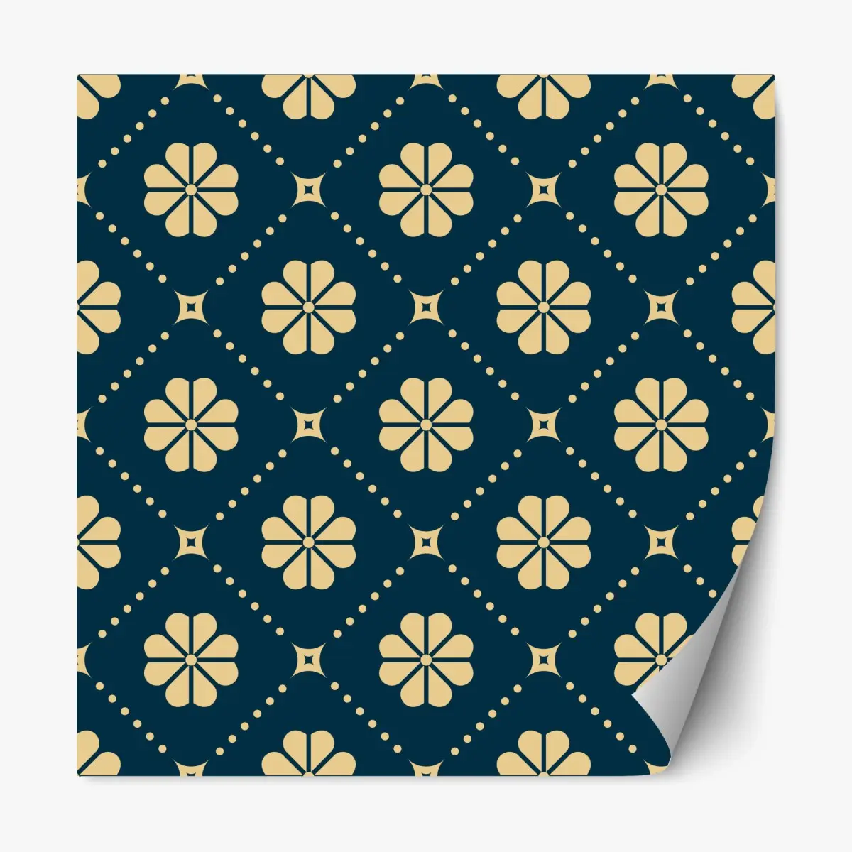 Repositionierbarer Aufkleber türkis beiges blumen geometrisches muster – Pixers®