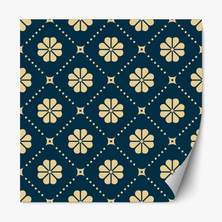 Repositionierbarer Aufkleber türkis beiges blumen geometrisches muster – Pixers®