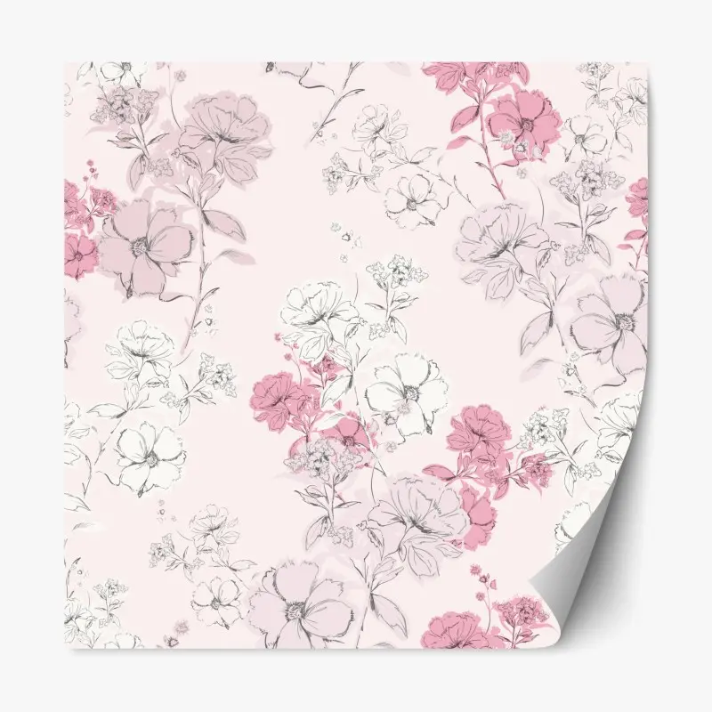 Repositionierbarer Aufkleber zartes rosa blumenmuster