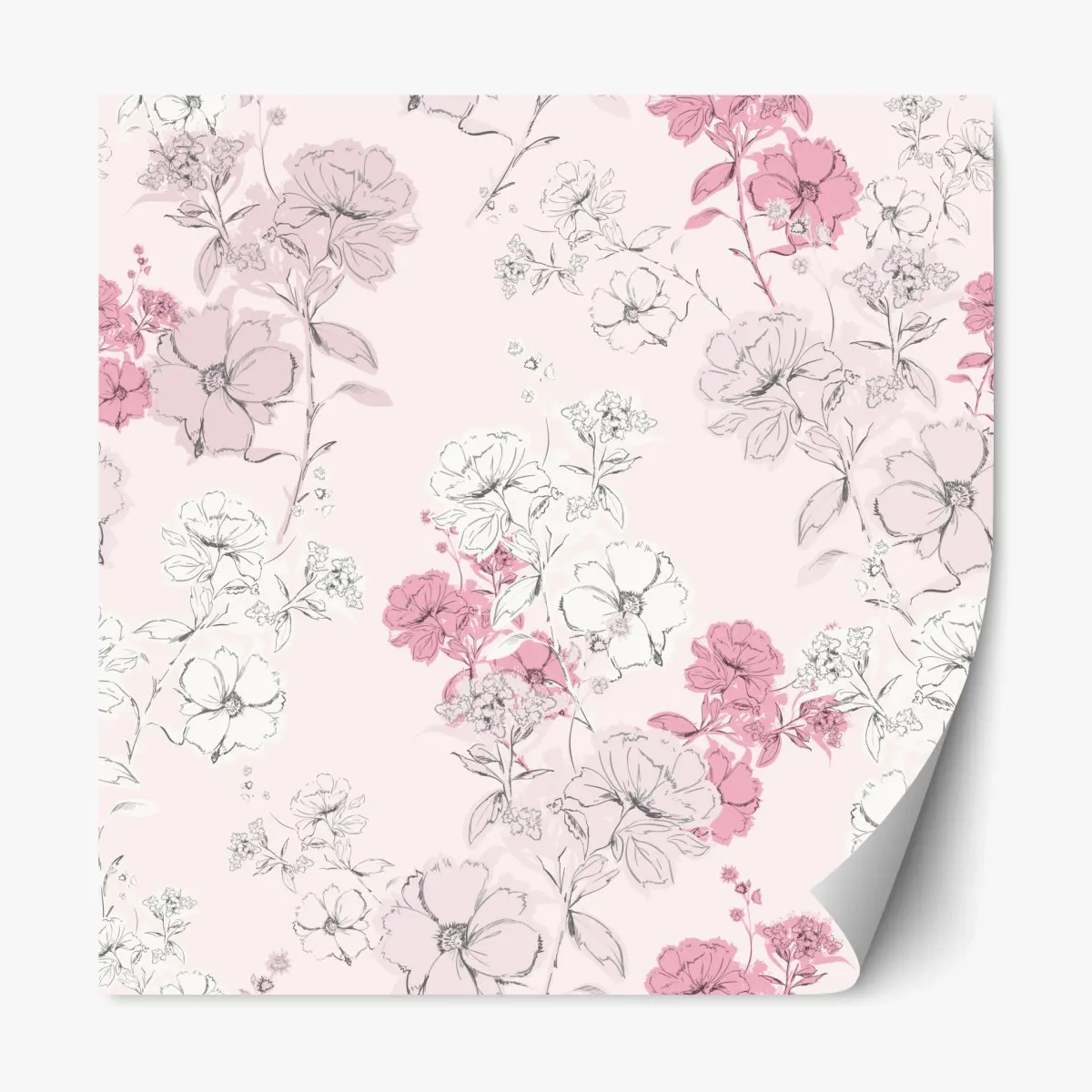 Repositionierbarer Aufkleber zartes rosa blumenmuster – Pixers®