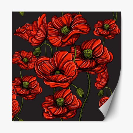 Repositionierbarer Aufkleber kräftige rote mohnblumen illustration – Pixers®
