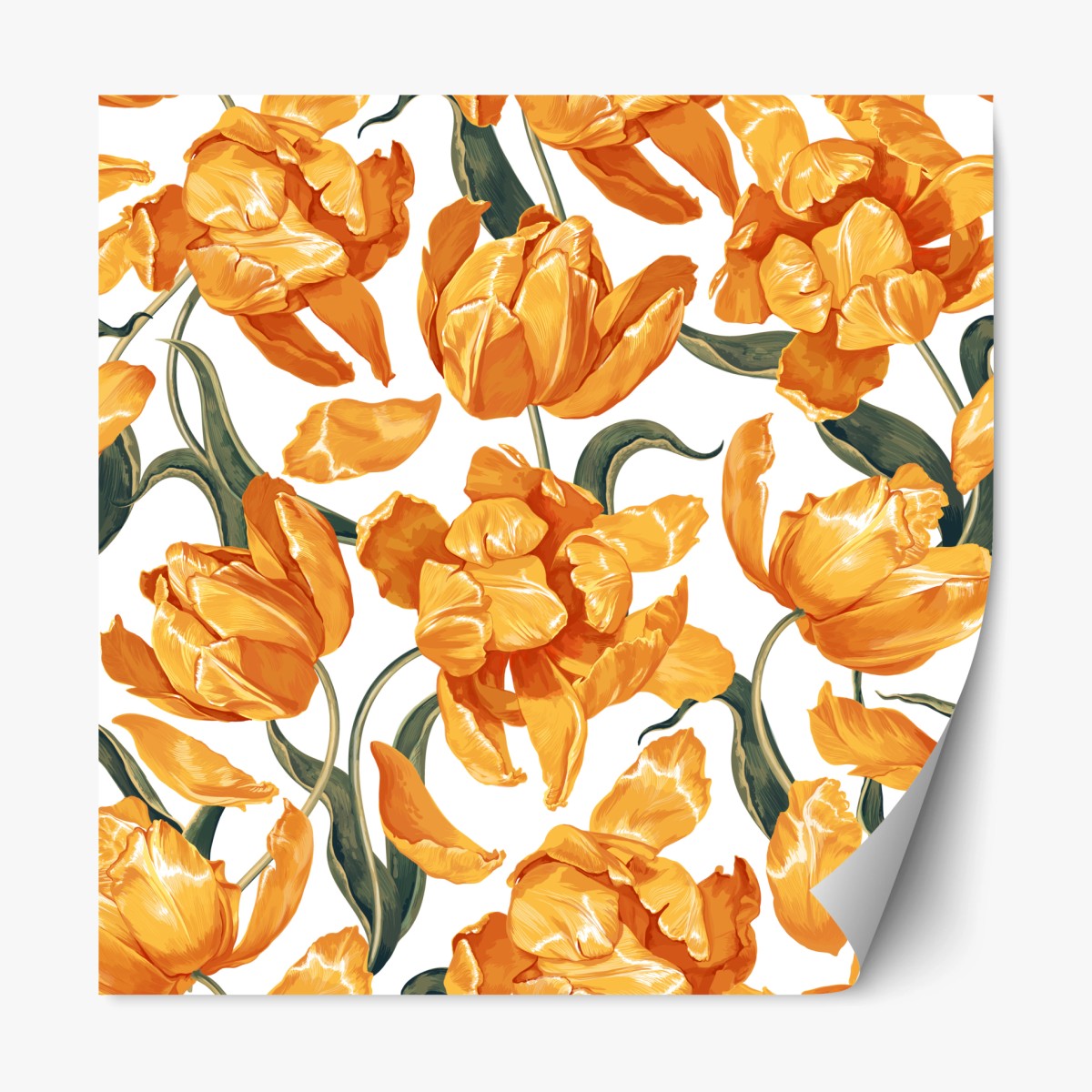 Repositionierbarer Aufkleber muster mit lebhaften orangen tulpen – Pixers®