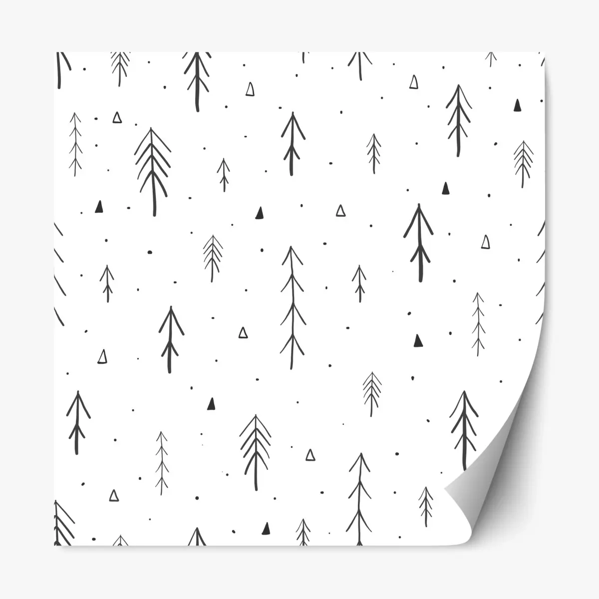 Repositionierbarer Aufkleber minimalistisches muster mit handgezeichneten bäumen – Pixers®