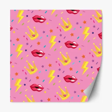 Repositionierbarer Aufkleber verspieltes prinzessinnenmuster mit kronen und lippen – Pixers®
