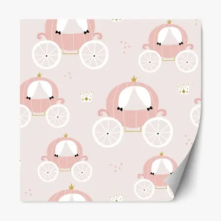 Repositionierbarer Aufkleber rosa prinzessinnenkutsche muster – Pixers®