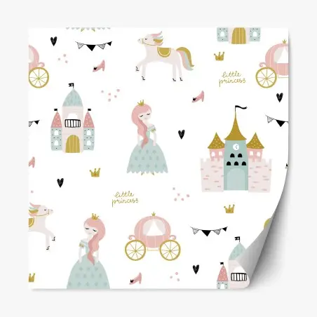 Repositionierbarer Aufkleber pastell prinzessin muster für kinderzimmer – Pixers®