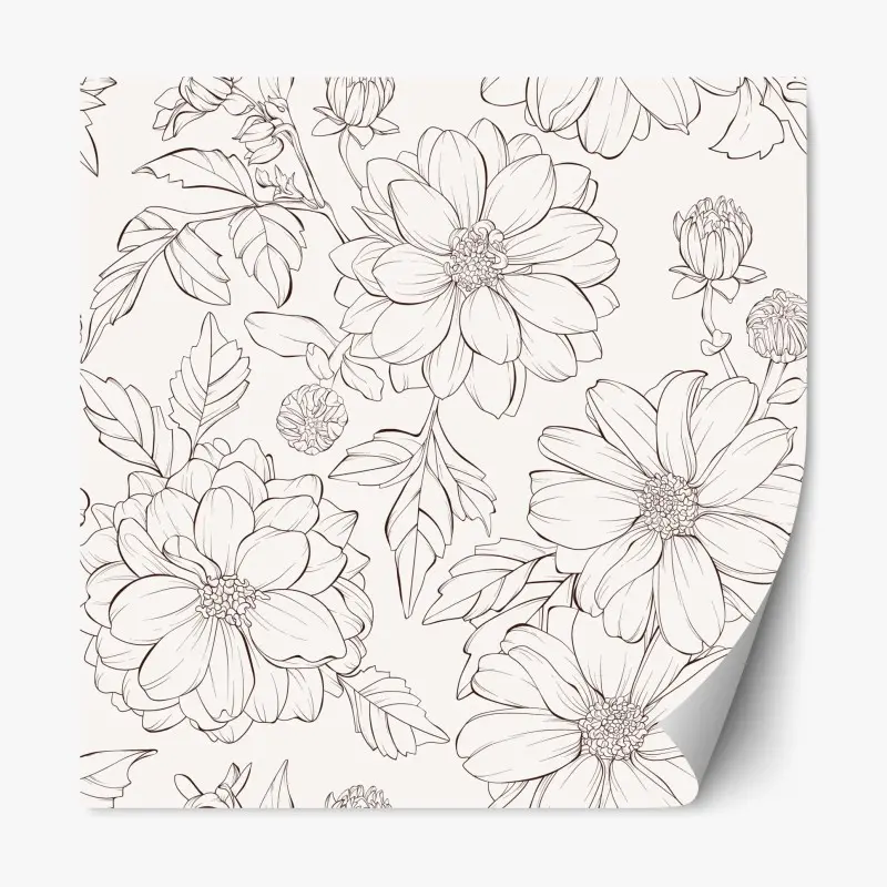 Repositionierbarer Aufkleber zartes botanisches blumenmuster