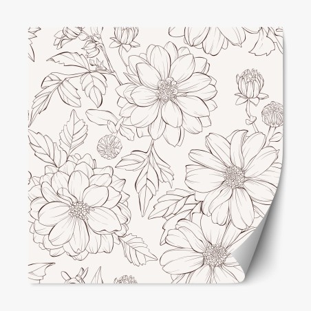 Repositionierbarer Aufkleber zartes botanisches blumenmuster – Pixers®
