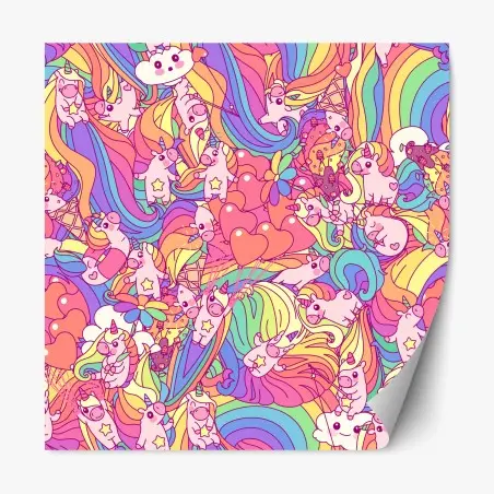 Repositionierbarer Aufkleber verspieltes pastell-einhornmuster – Pixers®