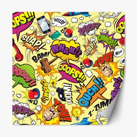 Repositionierbarer Aufkleber retro pop-art comic collage – Pixers®