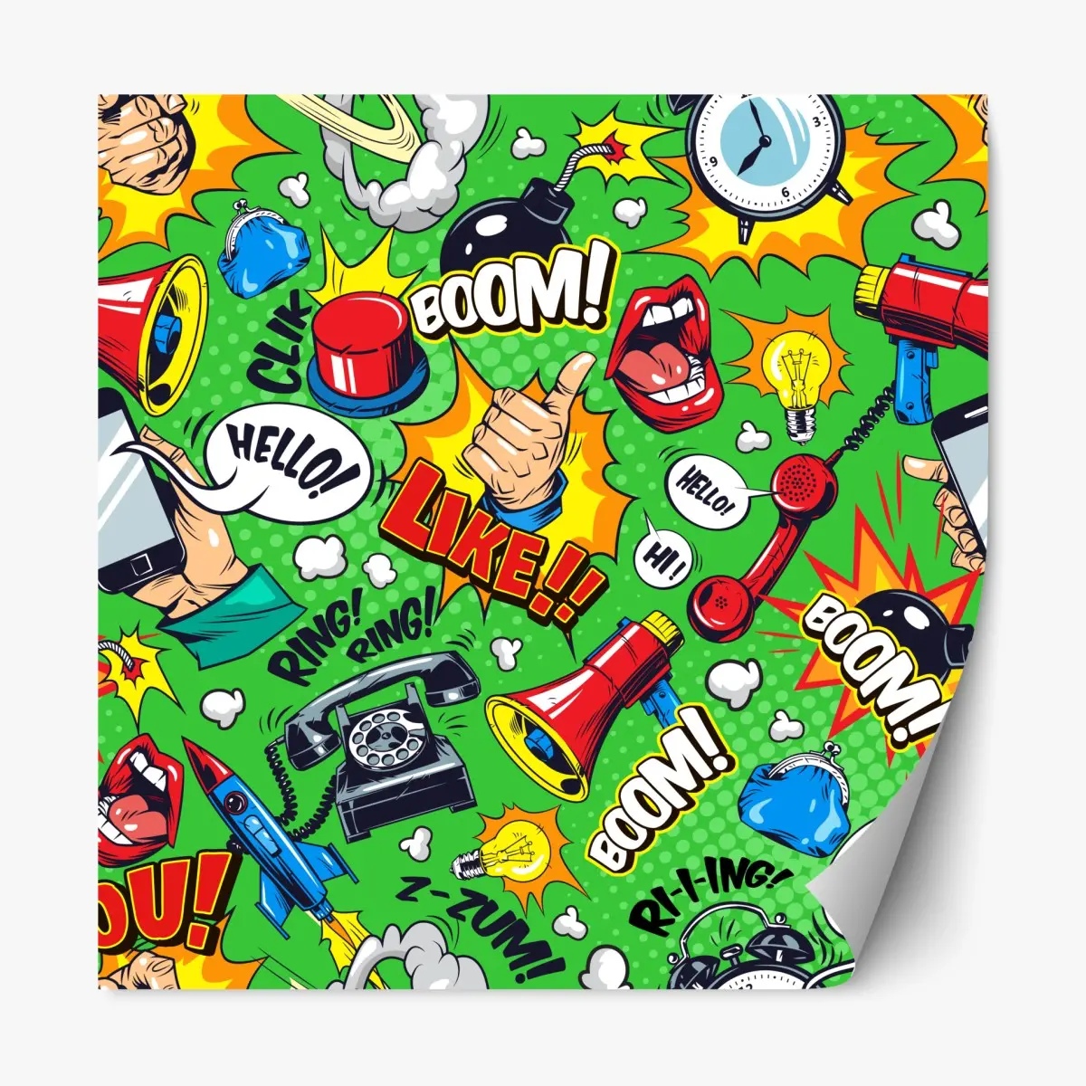 Repositionierbarer Aufkleber comic pop-art explosionsmuster – Pixers®