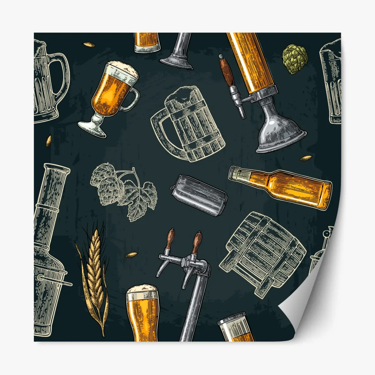 Repositionierbarer Aufkleber vintage bier und brauerei muster – Pixers®