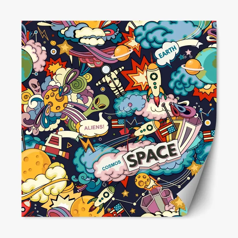 Repositionierbarer Aufkleber bunte kosmische weltraum-collage
