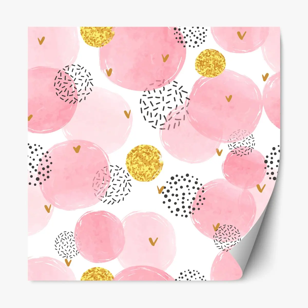Repositionierbarer Aufkleber rosa aquarellkreise mit goldenen akzenten – Pixers®