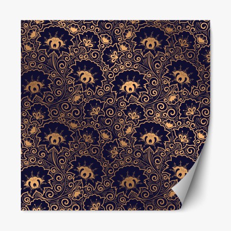 Repositionierbarer Aufkleber luxuriöses goldenes blumenmuster auf dunklem hintergrund – Pixers®