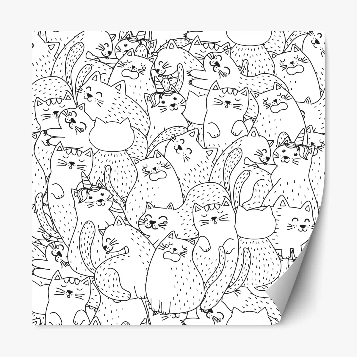 Repositionierbarer Aufkleber verspieltes katzen-doodle muster – Pixers®