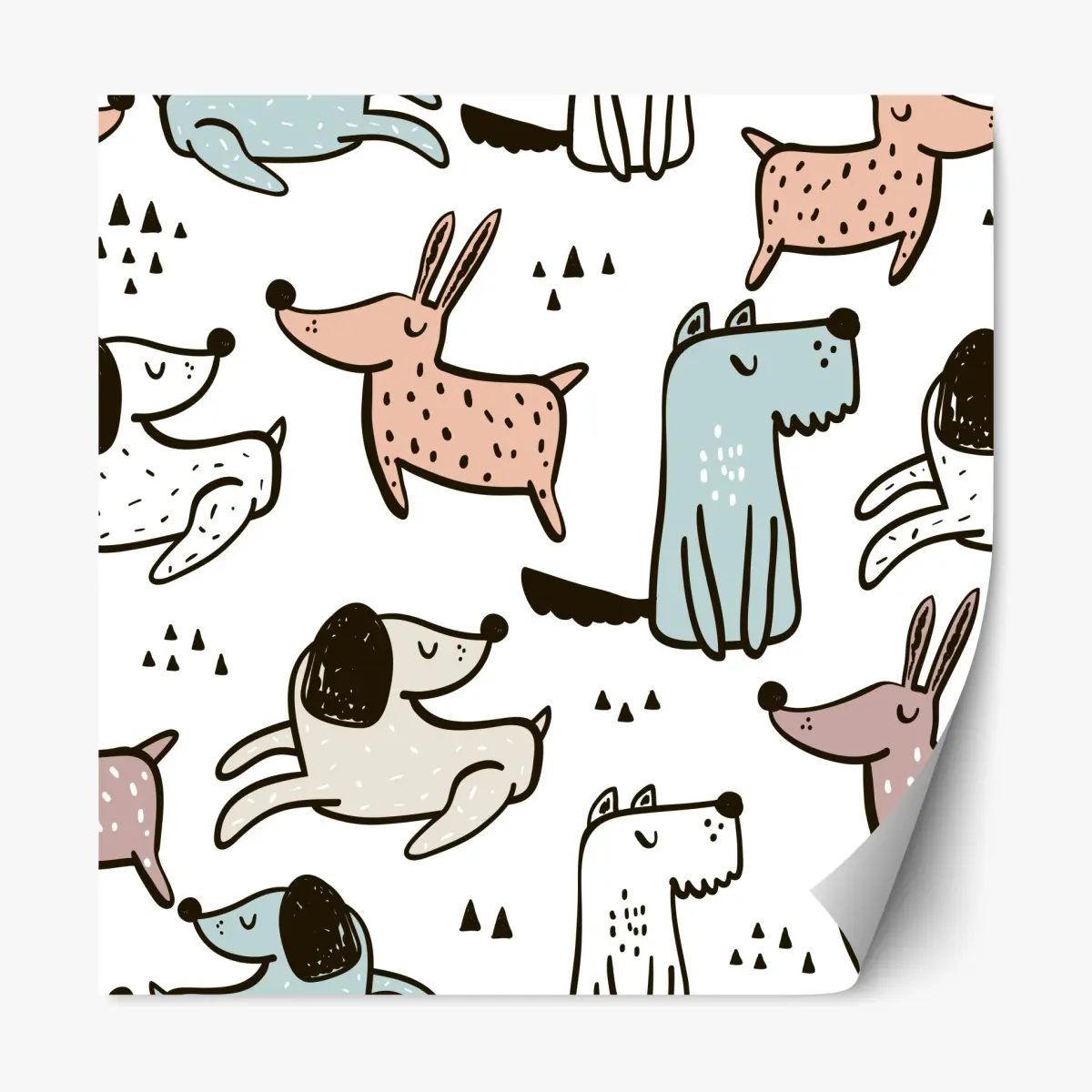 Repositionierbarer Aufkleber verspieltes pastell hunde muster – Pixers®