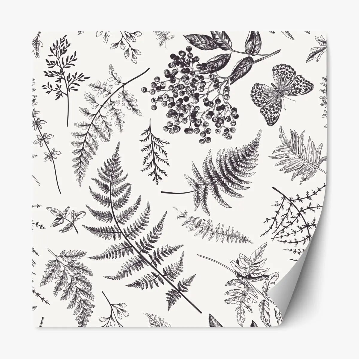 Repositionierbarer Aufkleber monochromes botanisches blättermuster – Pixers®