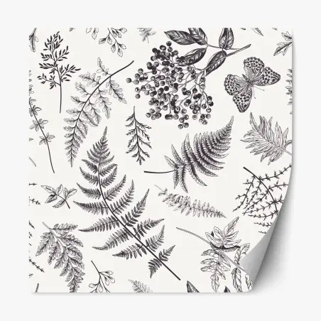 Repositionierbarer Aufkleber monochromes botanisches blättermuster – Pixers®