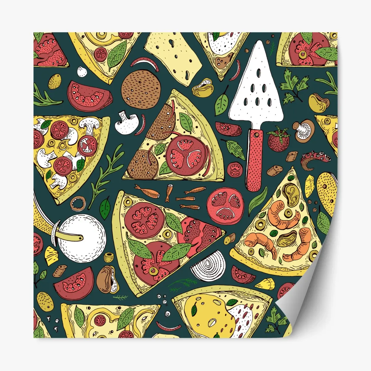 Repositionierbarer Aufkleber buntes muster mit pizzastücken – Pixers®