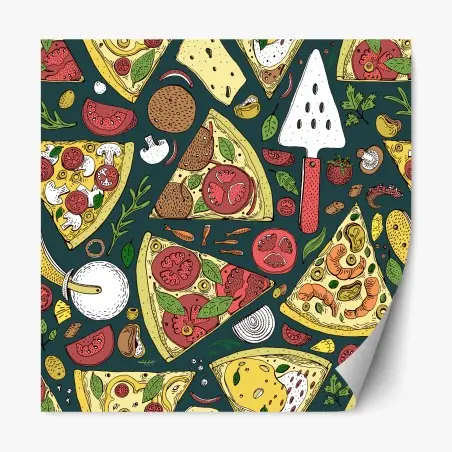 Repositionierbarer Aufkleber buntes muster mit pizzastücken – Pixers®