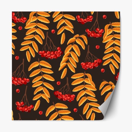 Repositionierbarer Aufkleber herbstliches muster mit vogelbeeren und blättern – Pixers®