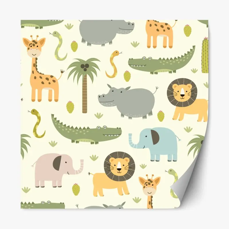 Repositionierbarer Aufkleber pastell safari tiermuster